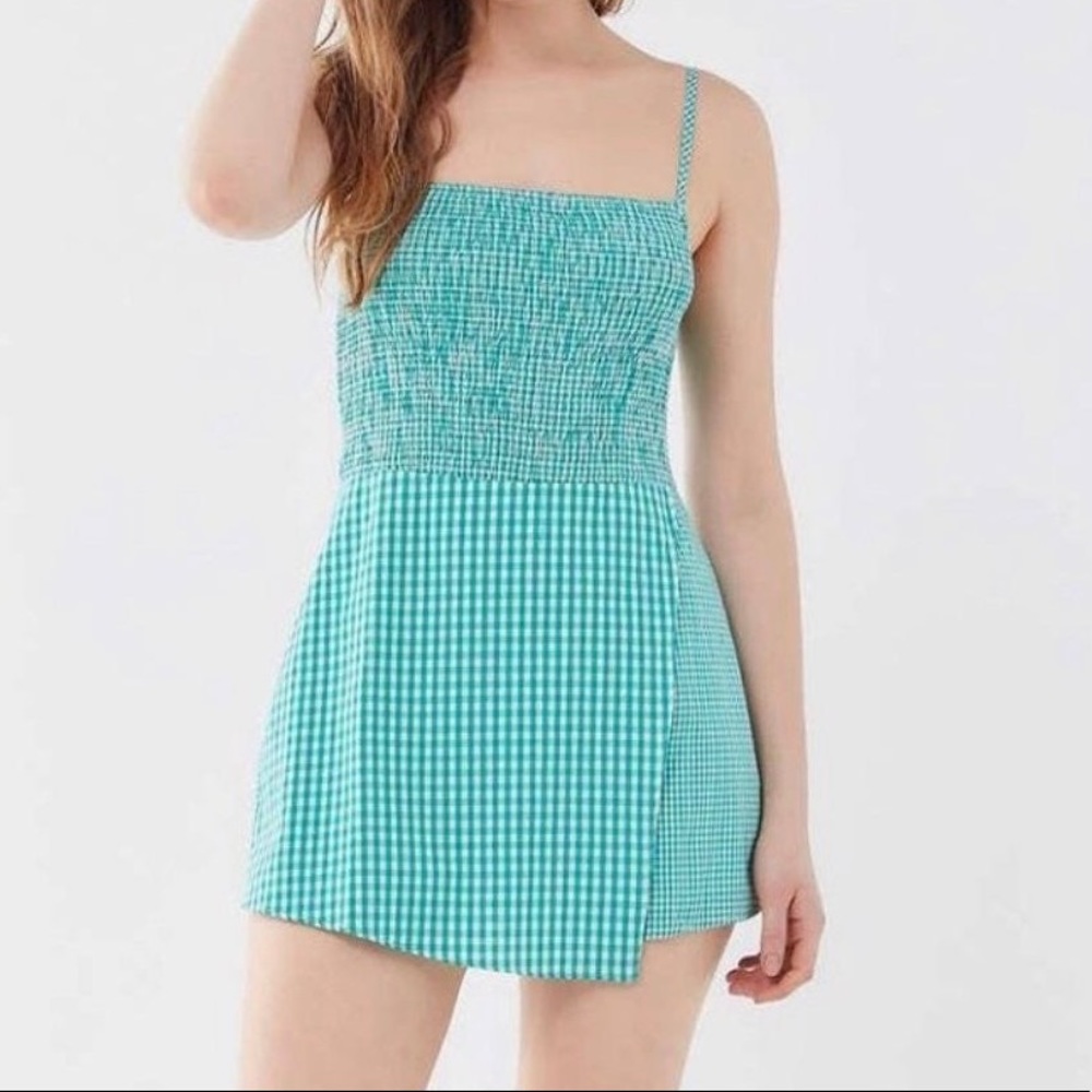 Green checkered Urban Outfitters Romper